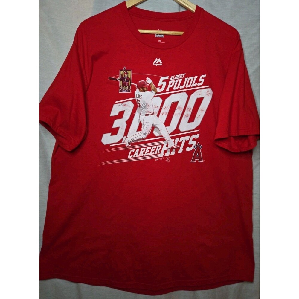 Majestic Albert Pujols #5 3000 Hits T-Shirt Men's 2XL